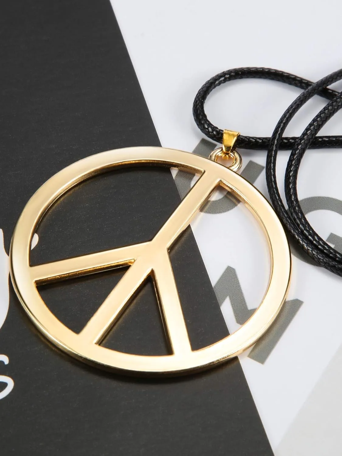 Tatuo 1 Piece Metal Peace Sign Pendant 1960s 1970s Hippie Party Accessories Necklace