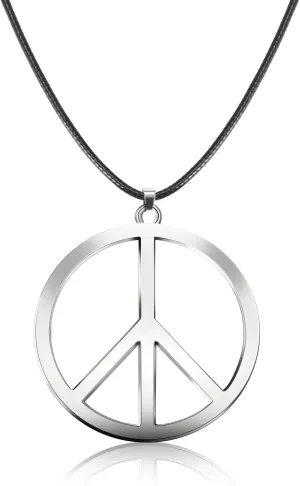 Tatuo 1 Piece Metal Peace Sign Pendant 1960s 1970s Hippie Party Accessories Necklace