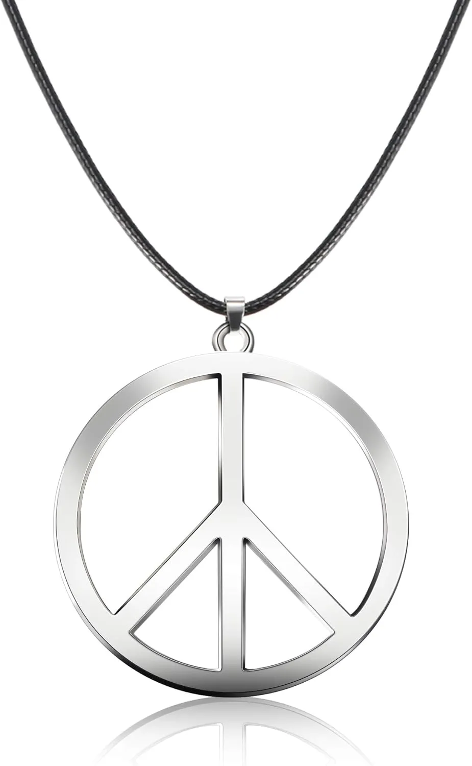 Tatuo 1 Piece Metal Peace Sign Pendant 1960s 1970s Hippie Party Accessories Necklace