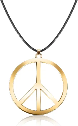 Tatuo 1 Piece Metal Peace Sign Pendant 1960s 1970s Hippie Party Accessories Necklace