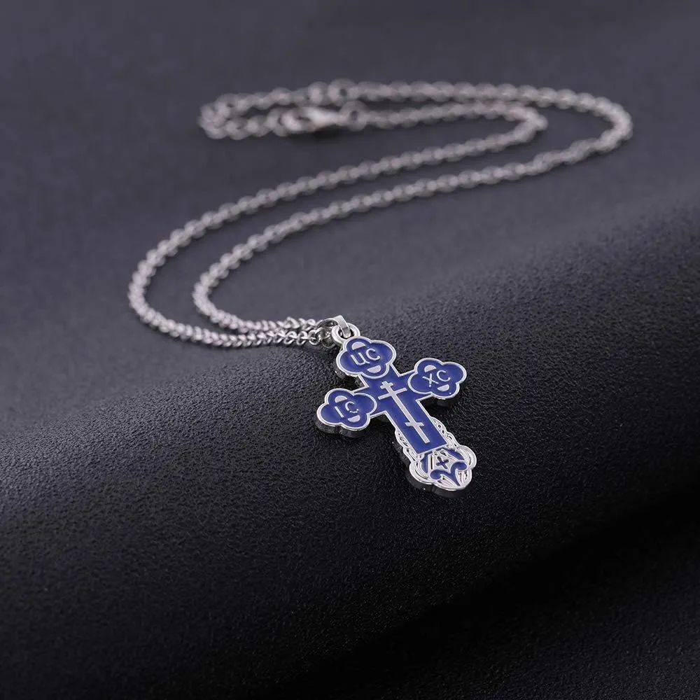 TEAMER Cross Necklace Russian Orthodox Crucifix Eastern Church Necklace Religious Christian Prayer Jewelry for Men Women