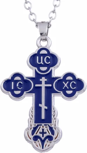 TEAMER Cross Necklace Russian Orthodox Crucifix Eastern Church Necklace Religious Christian Prayer Jewelry for Men Women