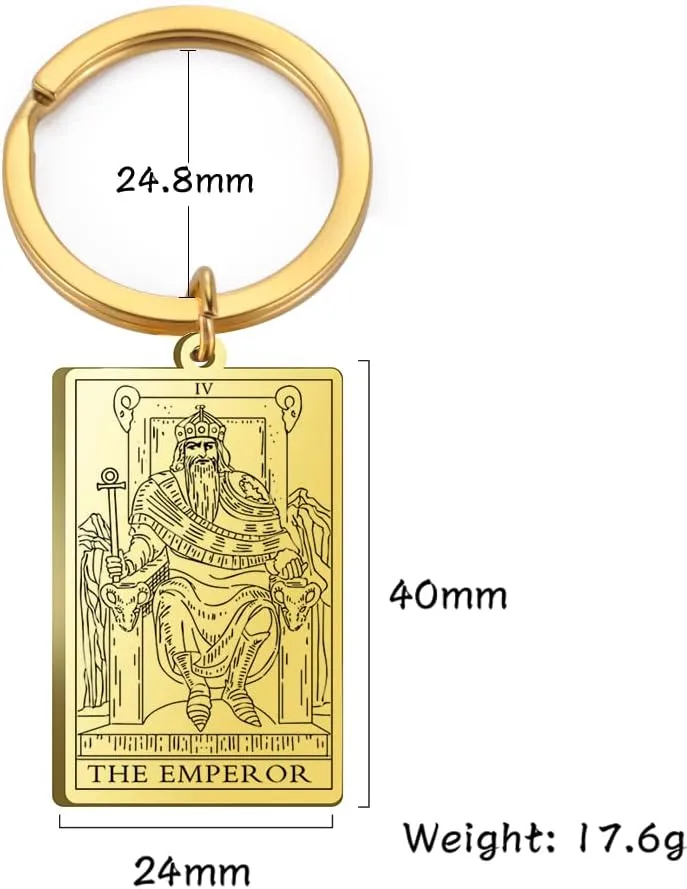 TEAMER Tarot Cards Keychains Stainless Steel Vintage Amulet Wiccan Keyring for Keys Cars Bags