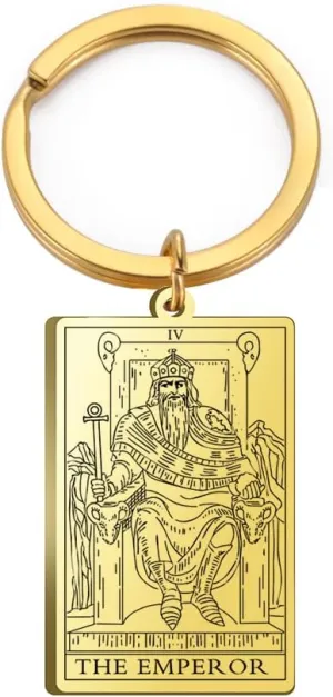 TEAMER Tarot Cards Keychains Stainless Steel Vintage Amulet Wiccan Keyring for Keys Cars Bags