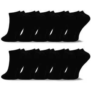 TeeHee Socks Women's Casual Cotton No Show Black 10-Pack (12081)