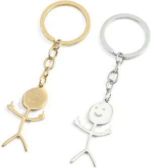 tenghong2021 Stainless Steel Funny Doodle Keychain Middle Finger Pendant Keyring Gift Long Distance Friendship for Men Women