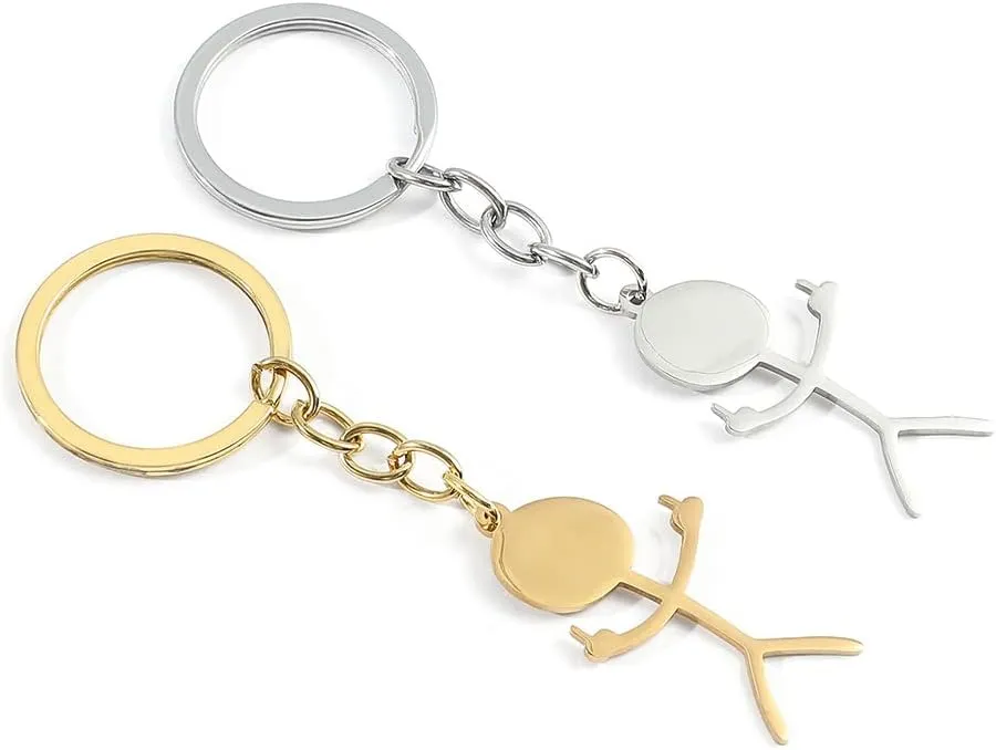tenghong2021 Stainless Steel Funny Doodle Keychain Middle Finger Pendant Keyring Gift Long Distance Friendship for Men Women
