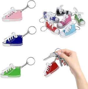 The Dreidel Company Sneaker Keychain, Cloth Material Shoe with Key Chain, Assorted Colors (3-Pack)
