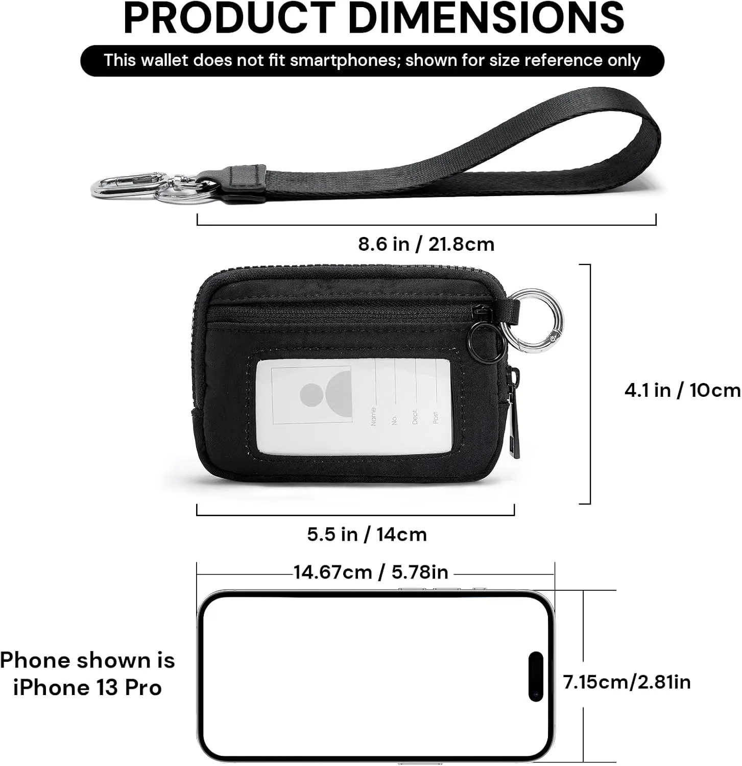 The Iris Wallet for Women Mini Zip Card Case with Clear ID Window Zipper Coin Purse Lightweight Portable Keychain Wallet
