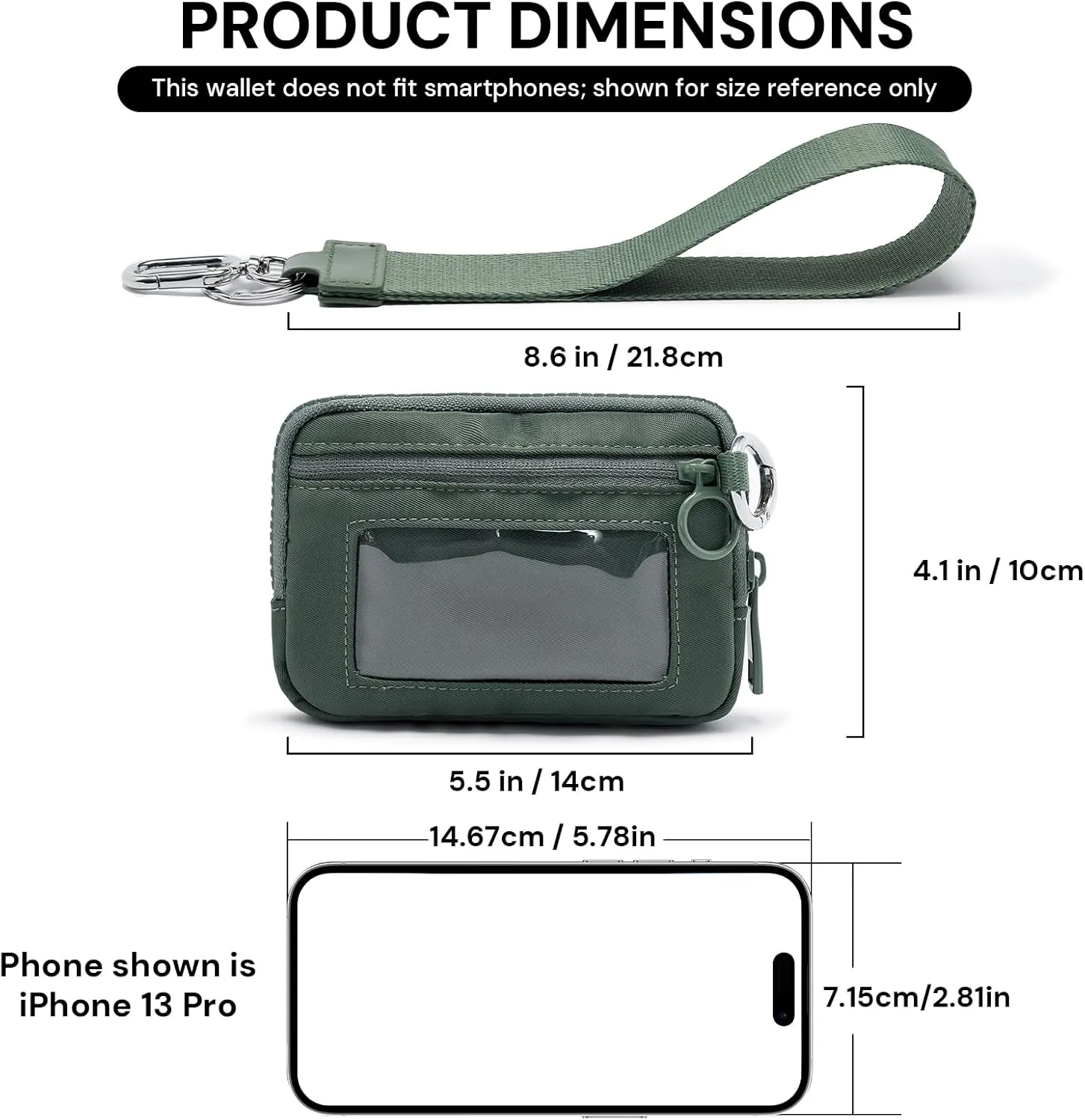 The Iris Wallet for Women Mini Zip Card Case with Clear ID Window Zipper Coin Purse Lightweight Portable Keychain Wallet