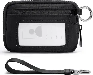 The Iris Wallet for Women Mini Zip Card Case with Clear ID Window Zipper Coin Purse Lightweight Portable Keychain Wallet