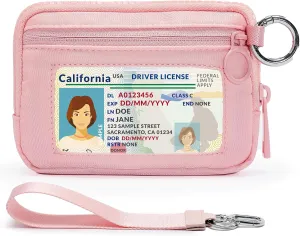 The Iris Wallet for Women Mini Zip Card Case with Clear ID Window Zipper Coin Purse Lightweight Portable Keychain Wallet