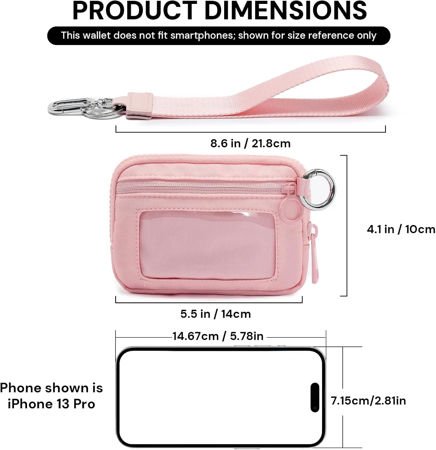 The Iris Wallet for Women Mini Zip Card Case with Clear ID Window Zipper Coin Purse Lightweight Portable Keychain Wallet