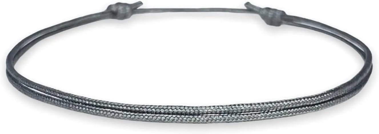 Thin Gray Cord Bracelet for Men Women Teen Unisex Adult - Waterproof Nylon Surfer Grey String Friendship Bracelets Summer Beach Accessories