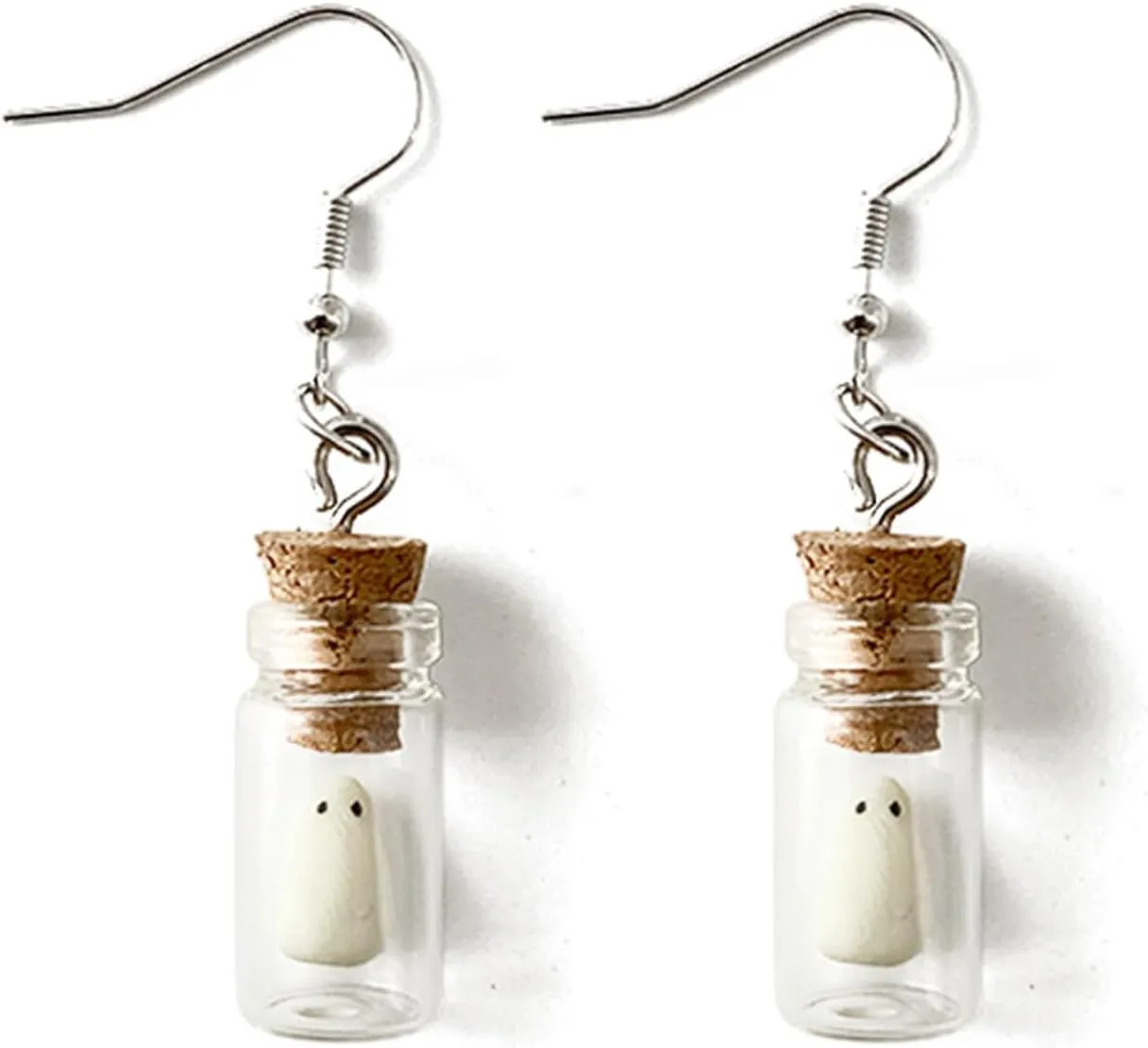 Tiny Glow Spooky Ghost Bottle Pendant Dangle Earrings for Women Halloween Party Jewelry
