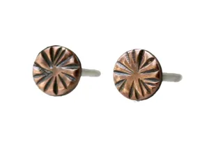 Tiny Rustic Hammered Copper Dot Earrings, Sunshine Design, Minimalist, Boho Copper Jewelry, 4mm, Stamped Copper Jewelry