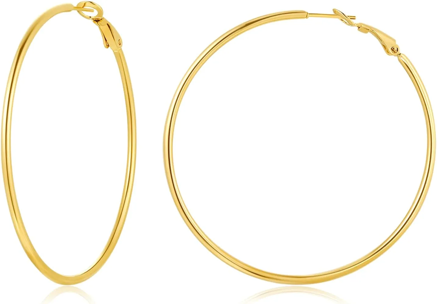 TIZU Big Hoop Earrings for Women Stainless Steel Hypoallergenic 14K Gold/Rose Gold/Black/Silver Hoop Earrings, 40mm/50mm/60mm/70mm Hoops Earrings Birthday Mothers Day Jewelry Gifts Women