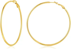 TIZU Big Hoop Earrings for Women Stainless Steel Hypoallergenic 14K Gold/Rose Gold/Black/Silver Hoop Earrings, 40mm/50mm/60mm/70mm Hoops Earrings Birthday Mothers Day Jewelry Gifts Women