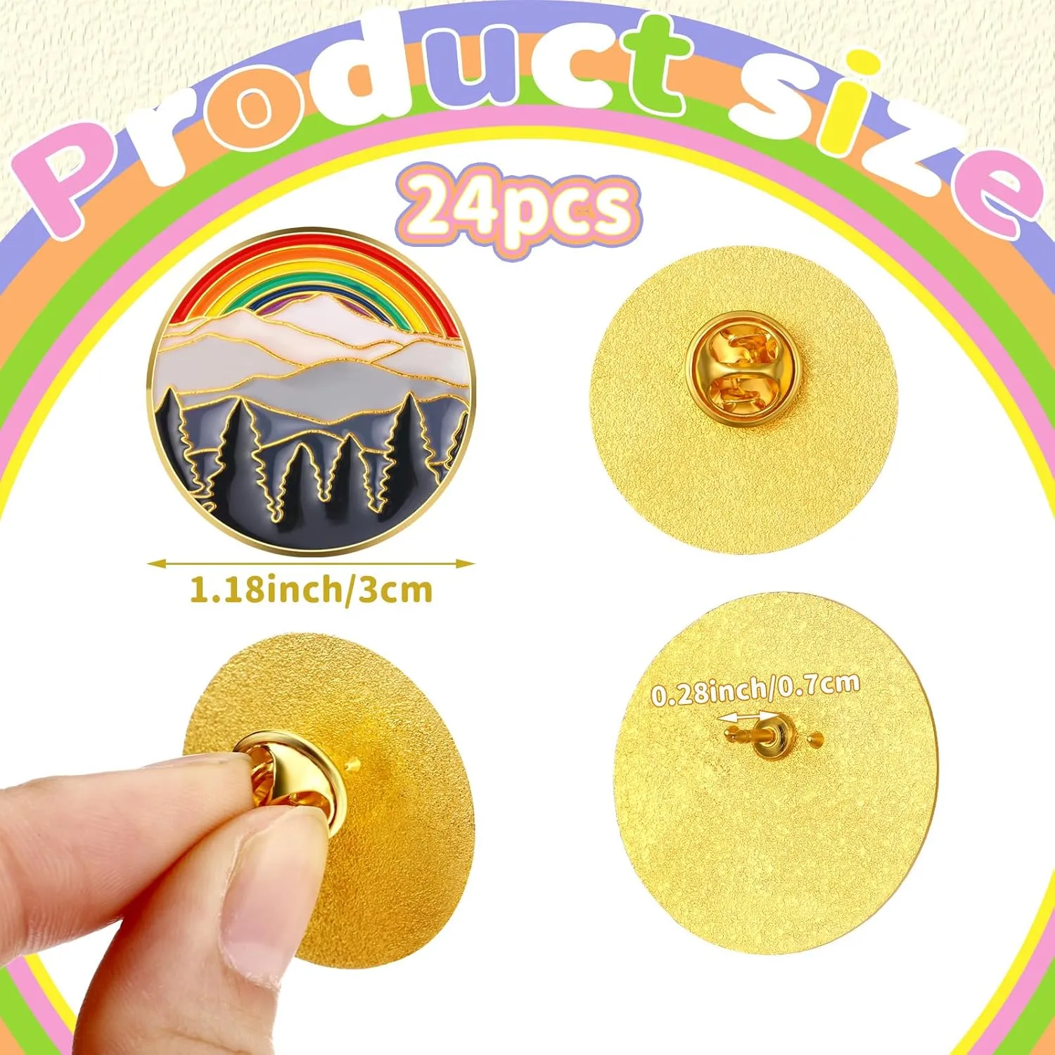 Tondiamo 24 Pcs Pride Pins LGBTQ Pins Rainbow Lapel Enamel Brooch for Ties Jackets Shirts Hats Scarves Sweaters Bags