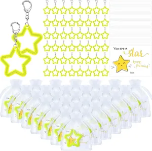 Tondiamo 25 Sets Reflective Star Keychains Bulk Inspirational Gift for Student You Are a Star Gift Cards for Classroom Prize