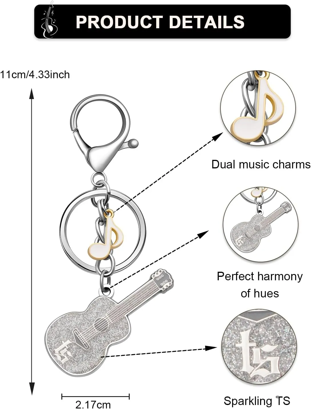 TS-inspired Guitar Keychains, Music Lovers Key Ring, Friendship Gifts for Women, Fans Merch