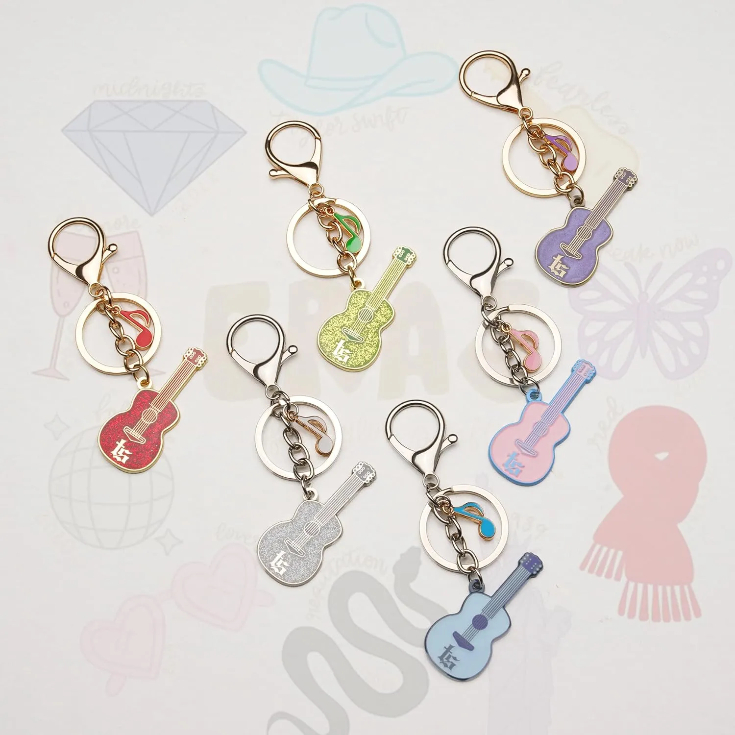 TS-inspired Guitar Keychains, Music Lovers Key Ring, Friendship Gifts for Women, Fans Merch