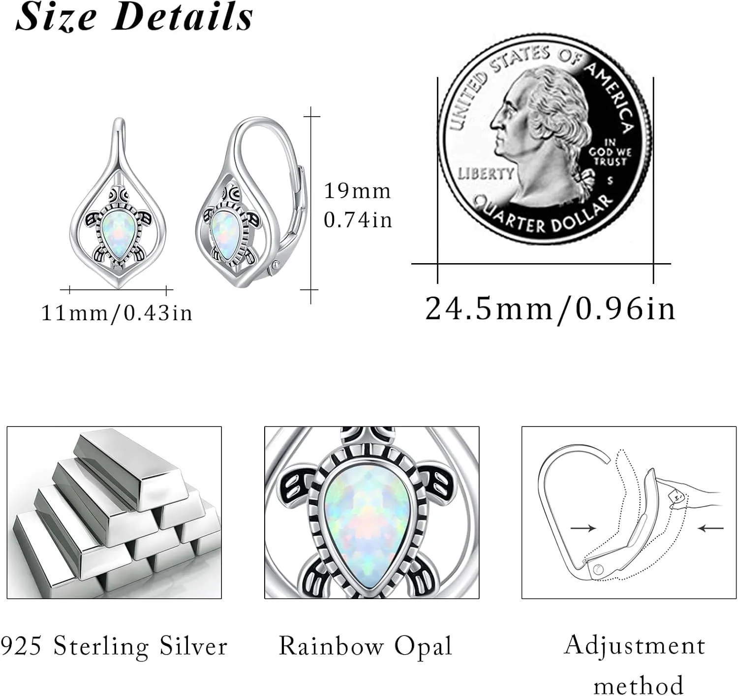 Turtle/Bunny Earrings 925 Sterling Silver Cute Animal Leverback Hoop Earring,Summer Bohemia Beach Theme Jewelry Gift for Women