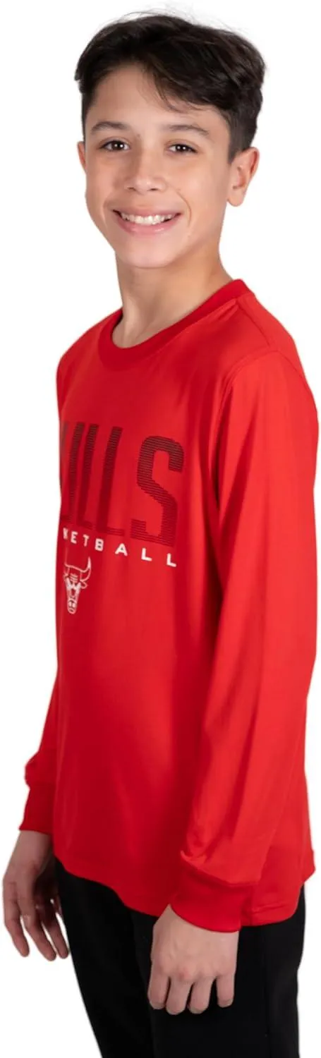 Ultra Game NBA Official Youth Super Soft Long Sleeve T-Shirt, Chicago Bulls, Team Color|Chicago Bulls