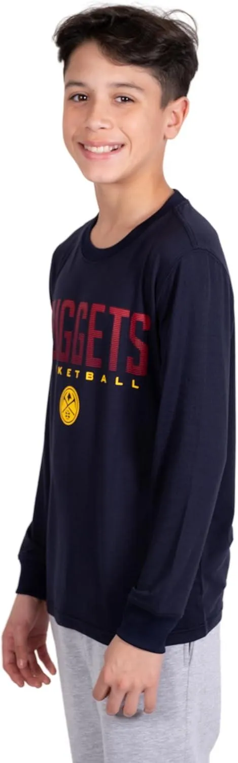 Ultra Game NBA Official Youth Super Soft Long Sleeve T-Shirt, Denver Nuggets, Team Color|Denver Nuggets