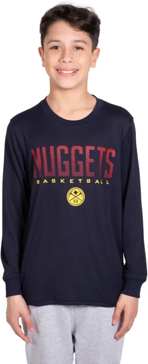 Ultra Game NBA Official Youth Super Soft Long Sleeve T-Shirt, Denver Nuggets, Team Color|Denver Nuggets