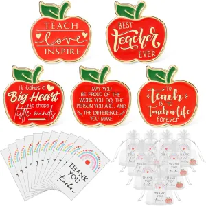 Unittype Teacher Appreciation Gift Bulk Lapel Pins Thank You Cards Organza Bags for Teacher Appreciation Week Staff Employee