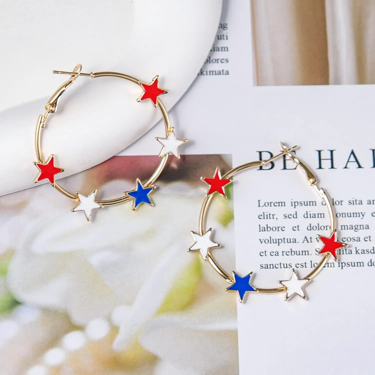 USA American Flag Earrings,Acrylic Sunflower Butterfly Donut Cake Gnome Earrings,Cute National Flag 4th of July Independence Day Dangle Earrings for Women