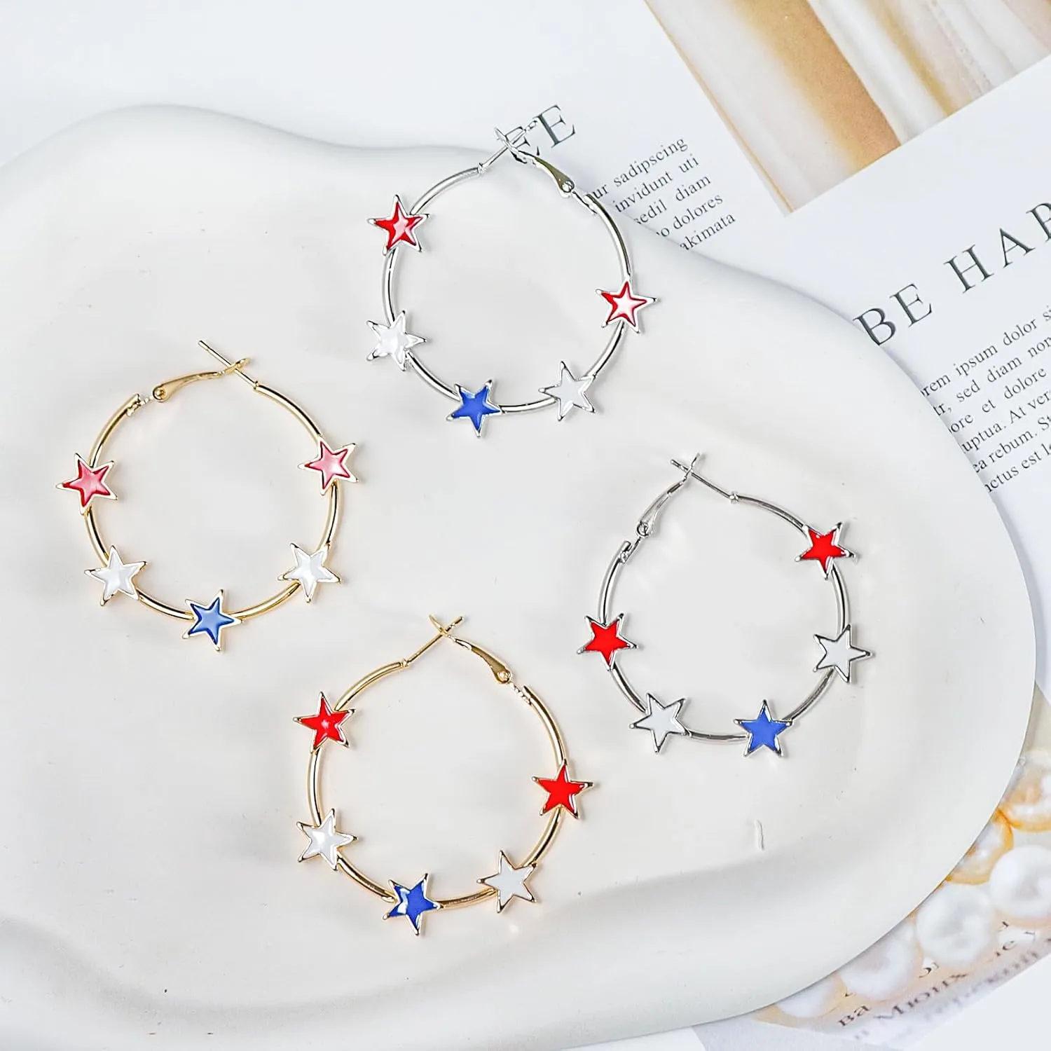 USA American Flag Earrings,Acrylic Sunflower Butterfly Donut Cake Gnome Earrings,Cute National Flag 4th of July Independence Day Dangle Earrings for Women