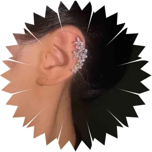 Vintage Cz Pearl Butterfly Cuff Wrap Earrings - Silver Crystal Boho Pearl Cuff Clip Earrings - No Piercing - Jewelry for Women and Teen Girls