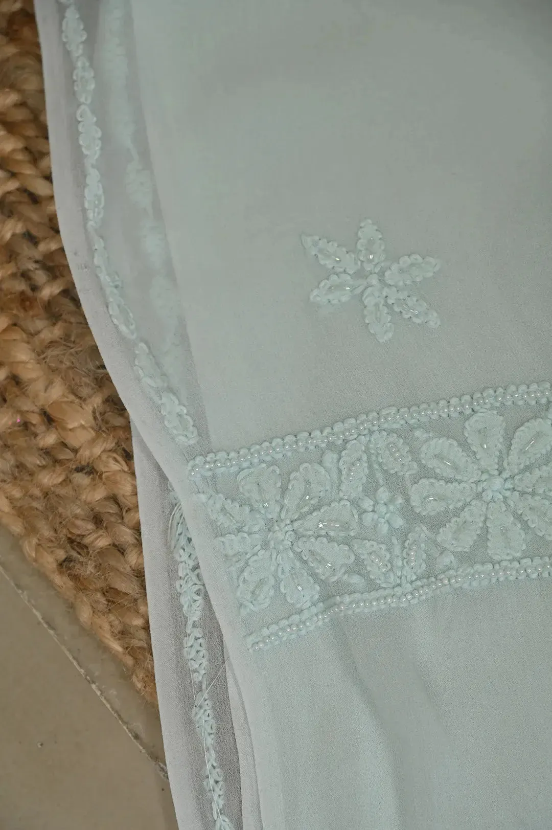Viscose Chikankari Length with Dupatta - Cyan Green