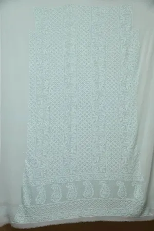 Viscose Chikankari Length with Dupatta - Cyan Green