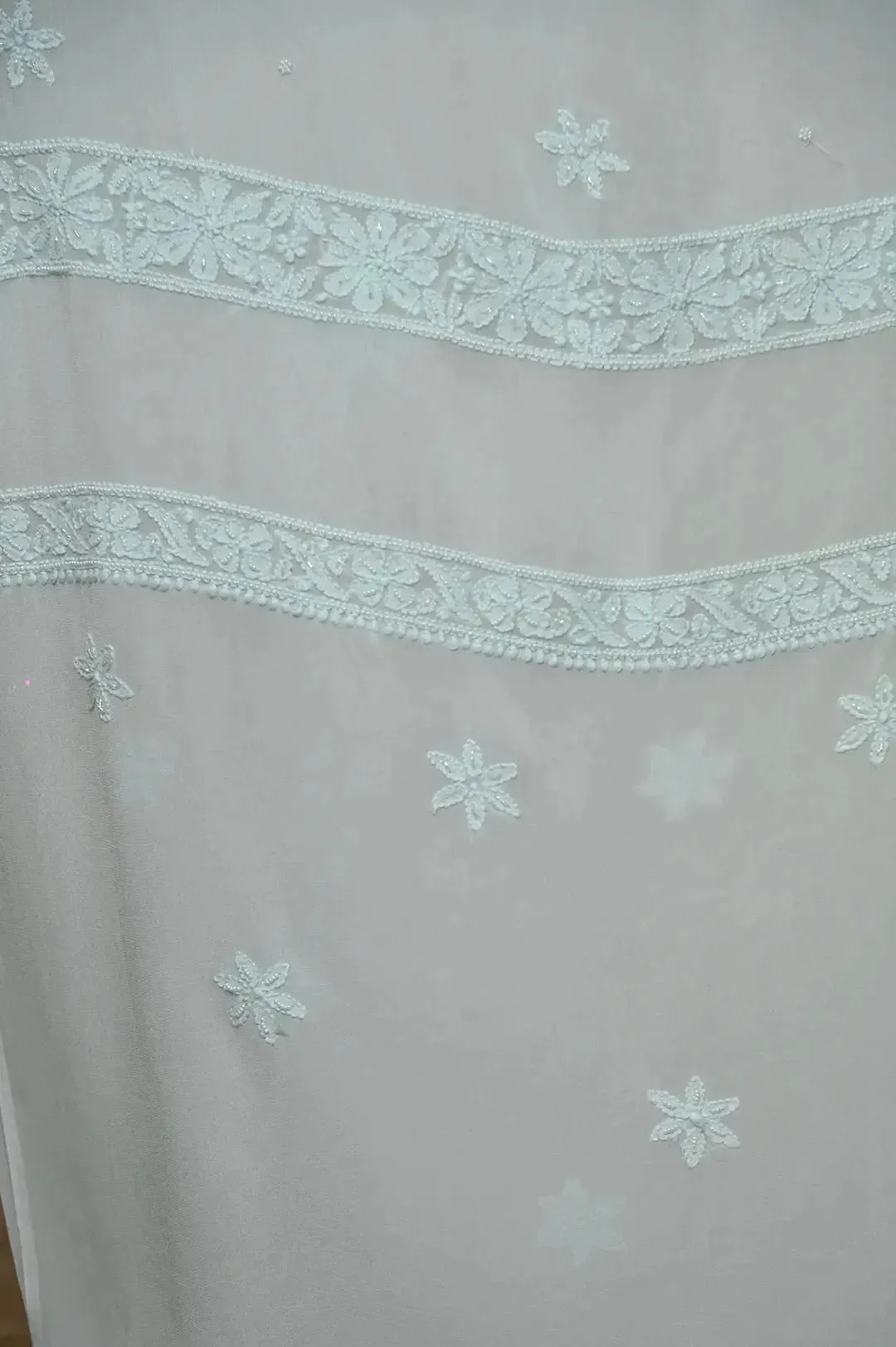 Viscose Chikankari Length with Dupatta - Cyan Green