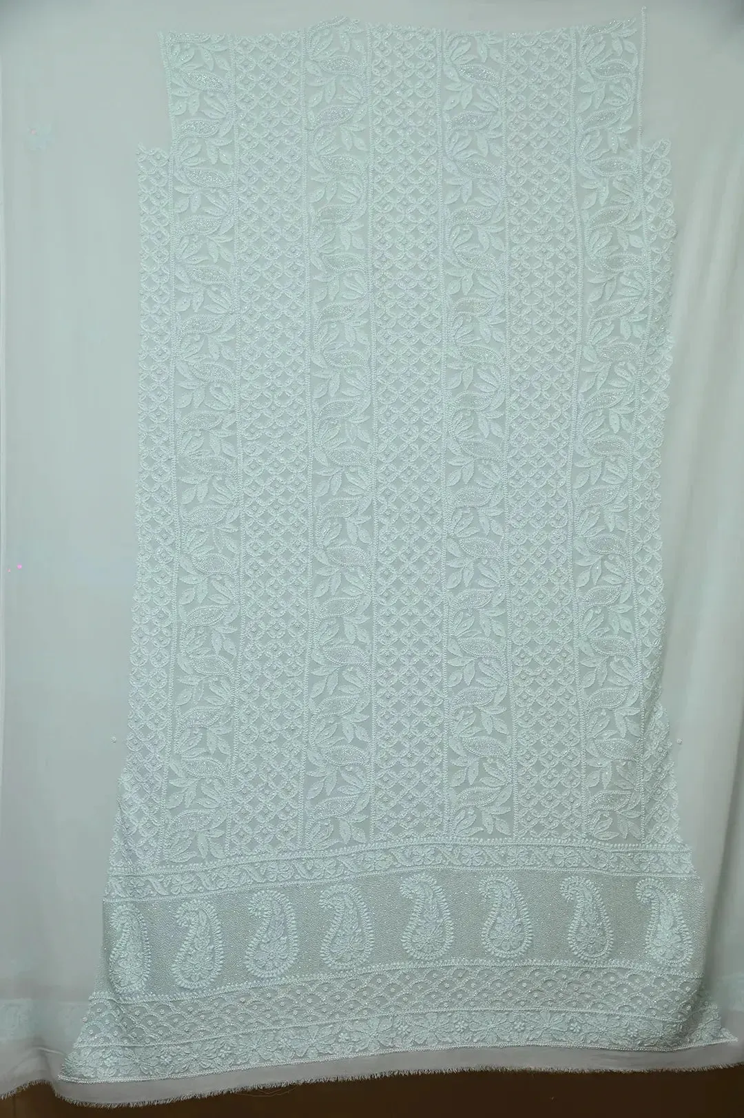 Viscose Chikankari Length with Dupatta - Cyan Green