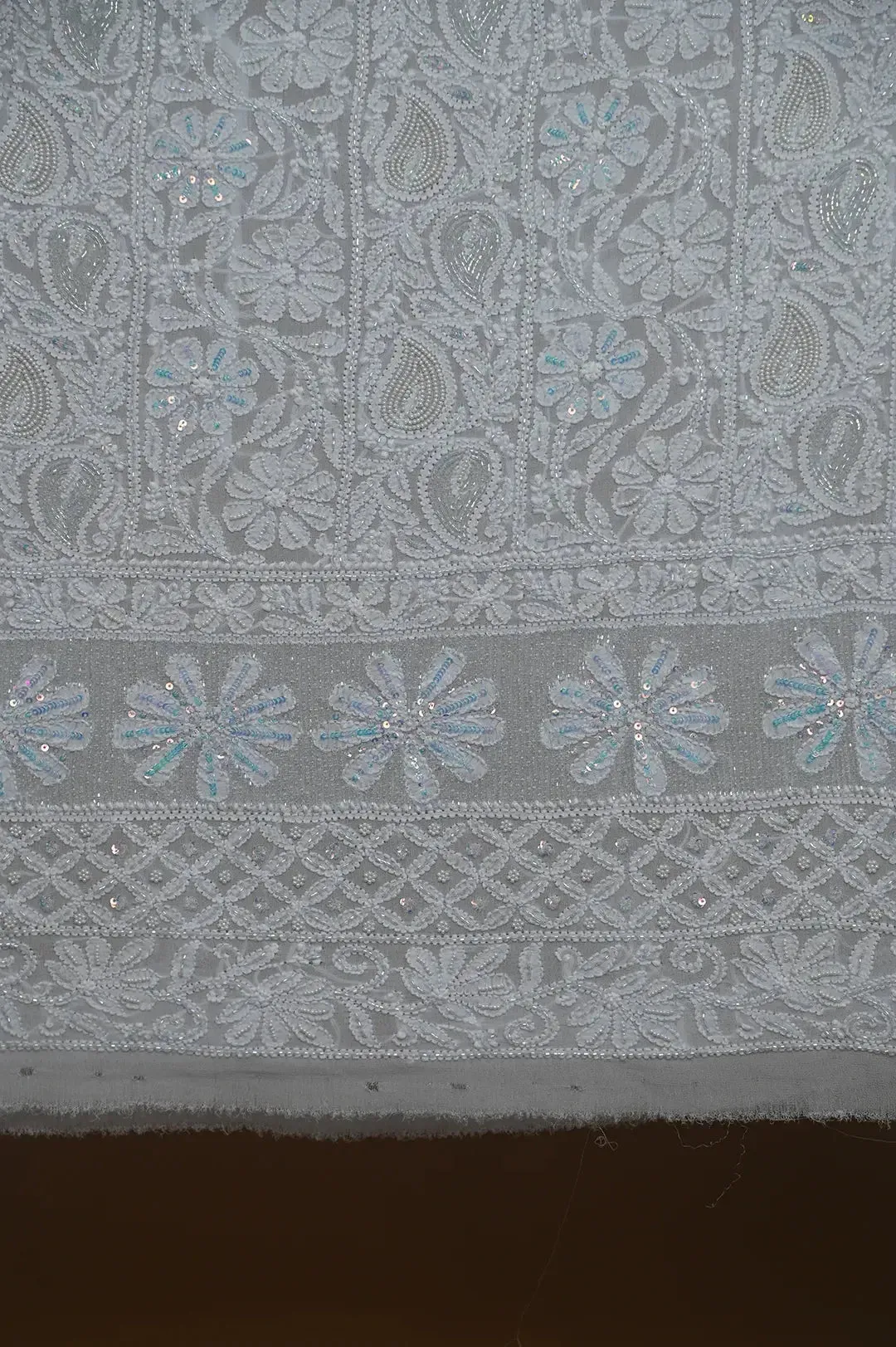 Viscose Chikankari Length with Dupatta - Light Blue