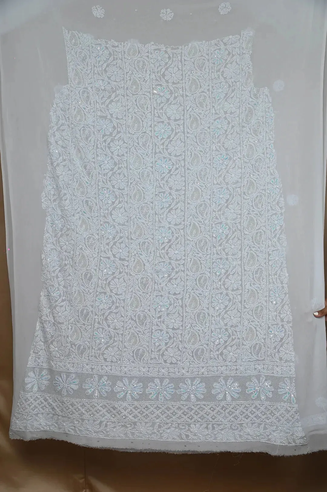 Viscose Chikankari Length with Dupatta - Light Blue