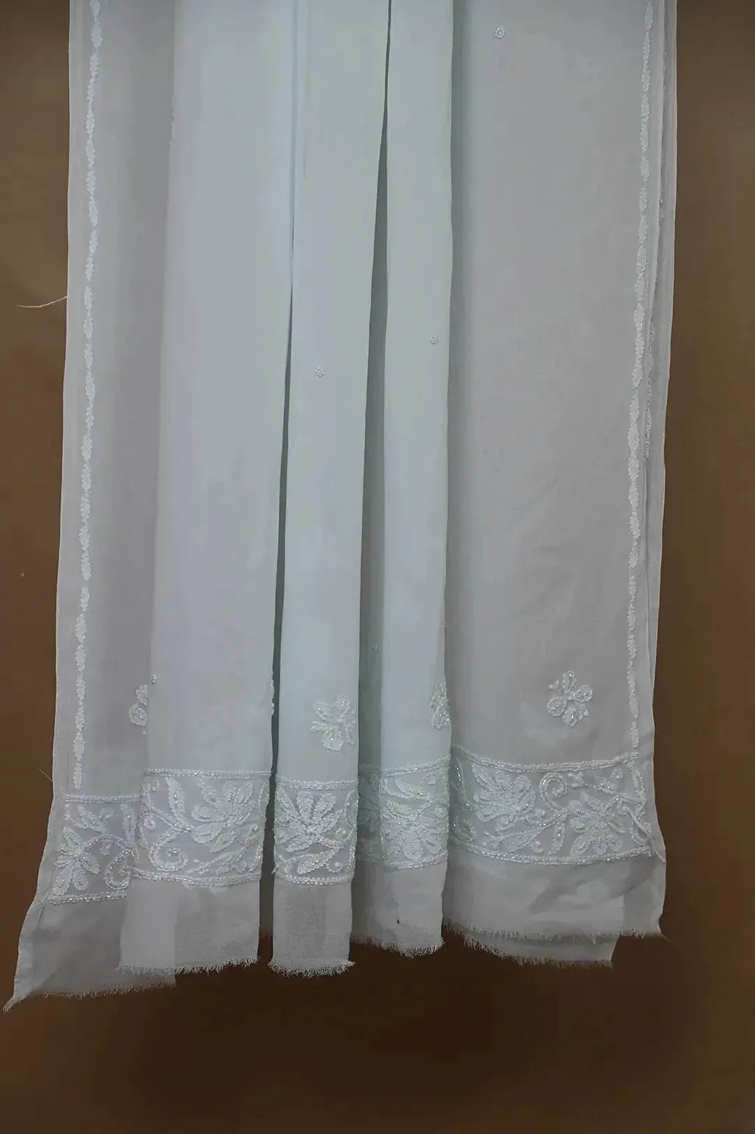 Viscose Chikankari Length with Dupatta - Light Blue