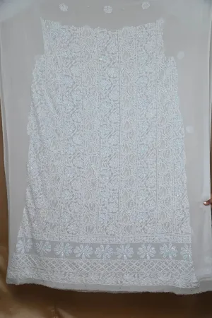 Viscose Chikankari Length with Dupatta - Light Blue