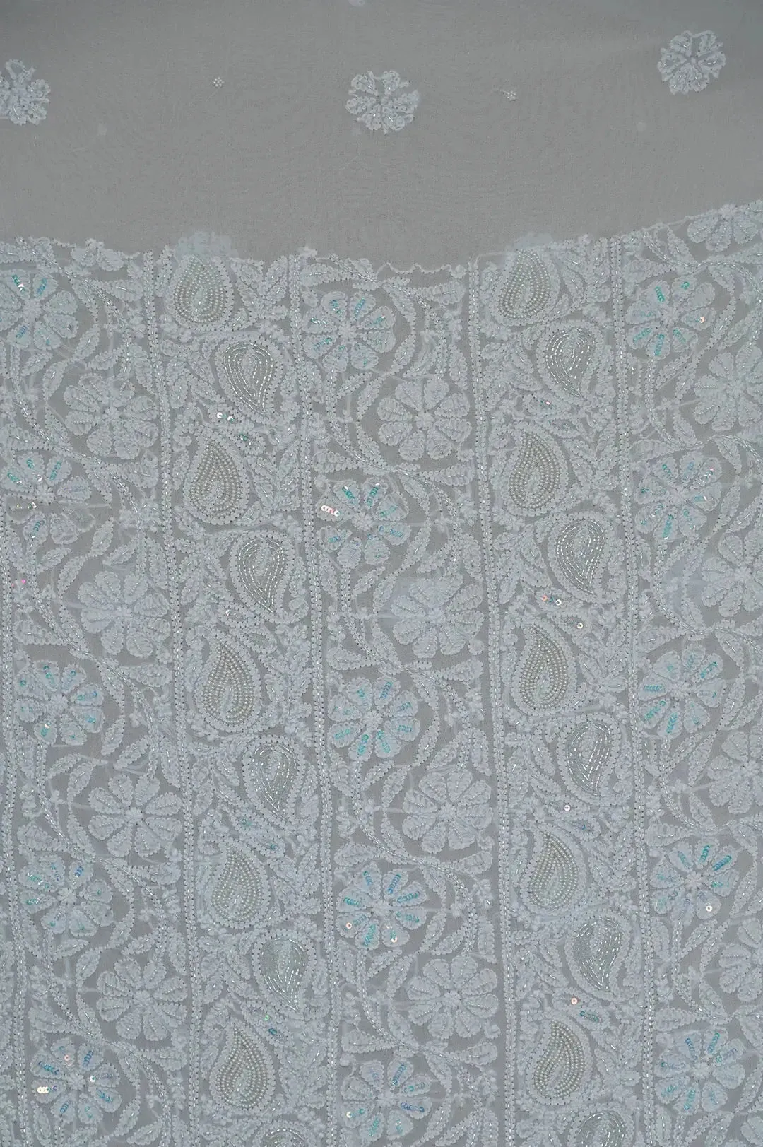 Viscose Chikankari Length with Dupatta - Light Blue