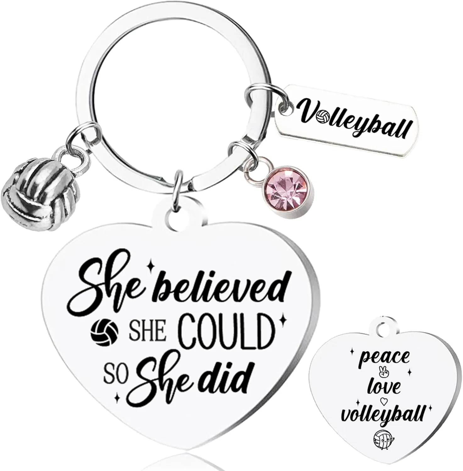 Volleyball Keychains Gifts for Girls - She Believed She Could so She Did, Players Coach Inspirational Keychain for She Her