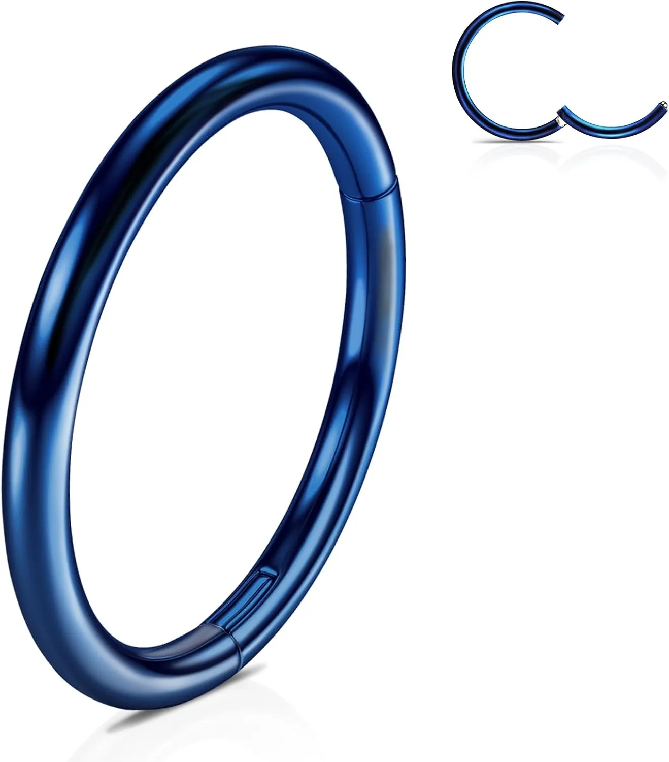 WBRWP 316L Stainless-Steel Hinged Nose Rings Hoop : 20G 18G 16G 14G Womens and Mens Body Pierecing Ring Segment Ring Lip Rings Nose Helix Cartilage Rook EarringsDiameter 6mm 8mm 10mm 12mm