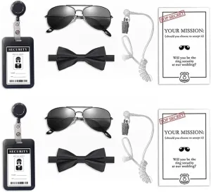 Wedding Ring Bearer Security Ring Bear Box Set with Ring Bearer Gifts Sun Glasses   EarPiece Cosplay