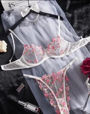 White Floral Bridal Lingerie Set