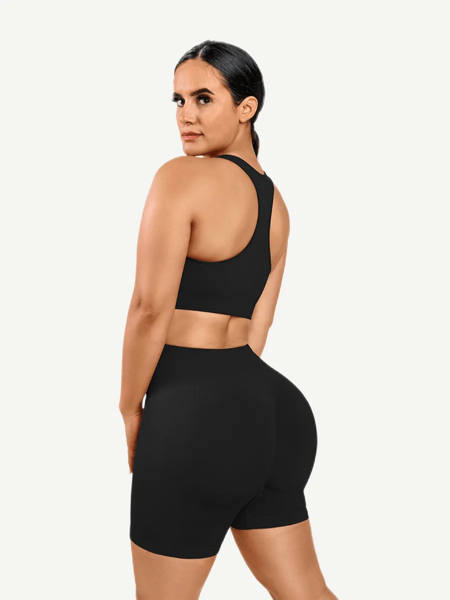 Wholesale 🌿Eco-friendly Sexy V Neck Seamless Sportswear Biker Shorts Set