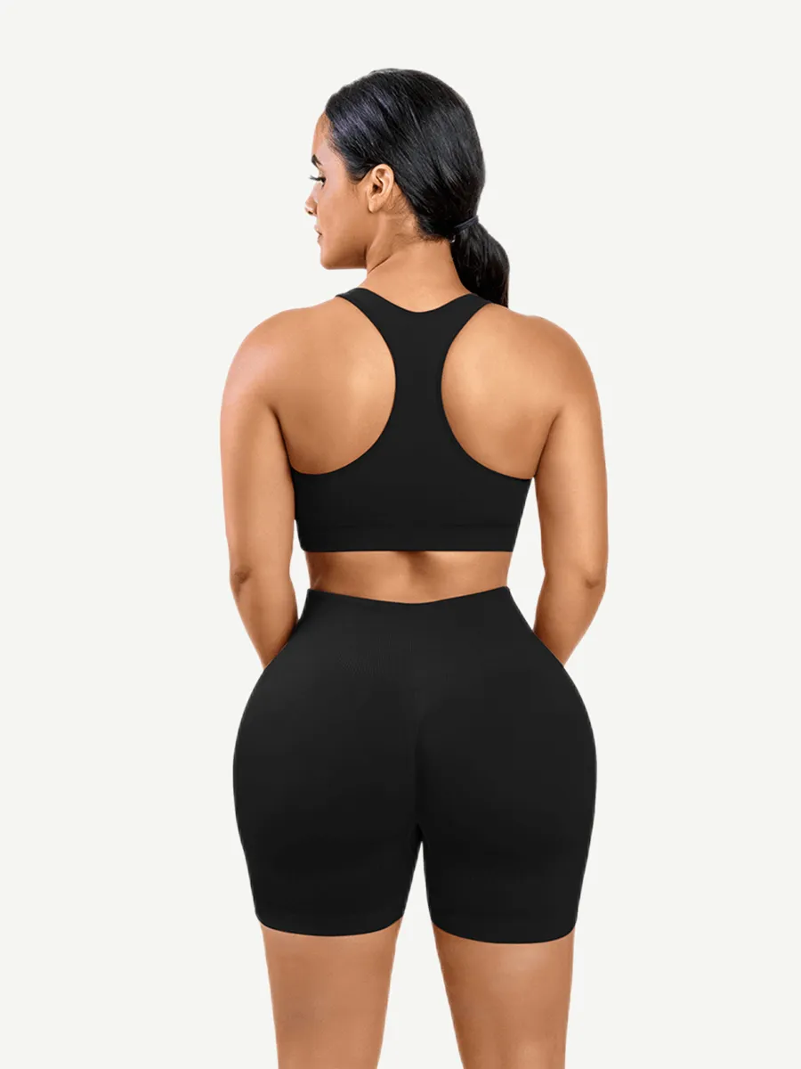Wholesale 🌿Eco-friendly Sexy V Neck Seamless Sportswear Biker Shorts Set