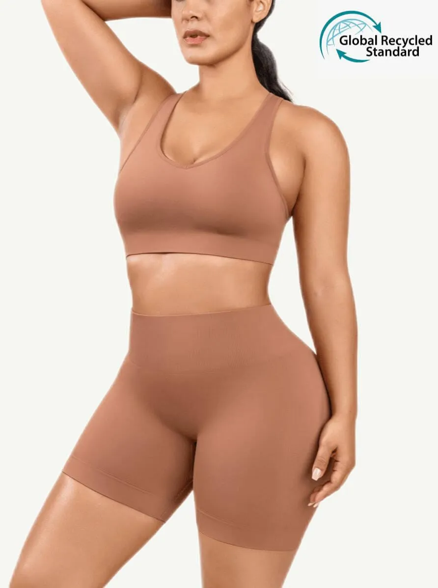 Wholesale 🌿Eco-friendly Sexy V Neck Seamless Sportswear Biker Shorts Set
